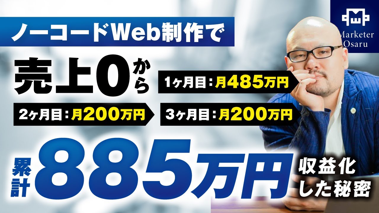 【マーケ講座受講生実績】ノーコードWeb制作で売上0から3か月累計885万円を収益化した秘密【おさる×銀河対談】 | おさるマーケ大学